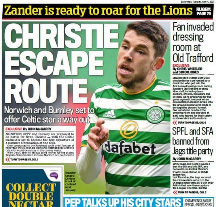 Norwich in for Christie after Ajer Enquiry. Rumour is Scotland Star kn