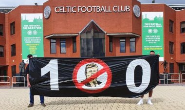 Green Brigade unfurl banner reminding Lawwell of 100 days of failure